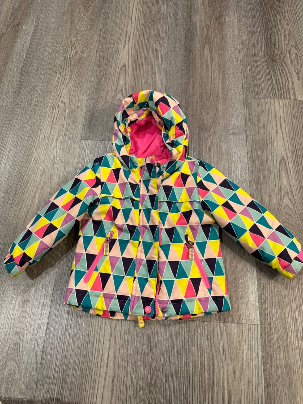 Cat & Jack Girls' Fuchsia Lined Geometric Hooded Jacket